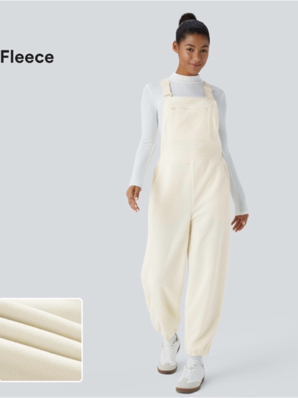 HALARA Cream Fleece Overalls NWT